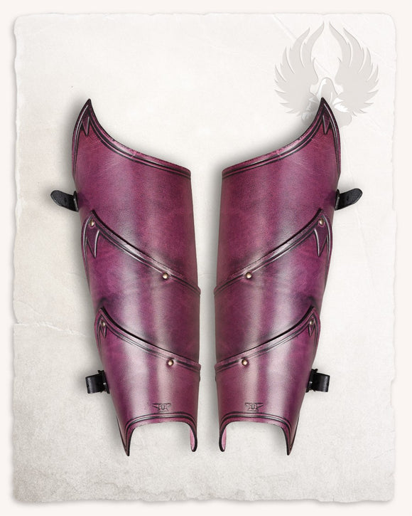 Alistair Arm Bracers - Red - LARP Leather Vambracers - Arm Protection