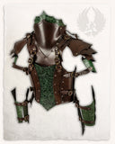 Morgana leather armour set brown/green floral pattern